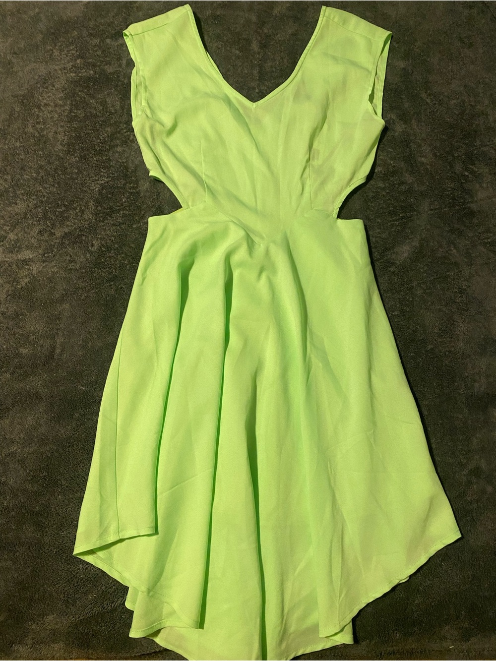 Forever 21 Neon Lime V-Neck High-Low Cutout Dress